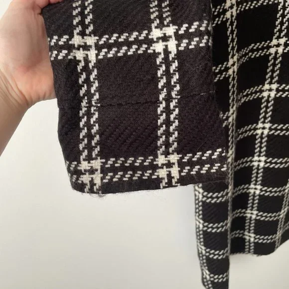 Amanda Smith Black White Check Plaid Tweed Coat Sz 14 - Picture 5 of 6